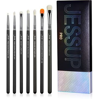 Jessup 7 stuks oogschaduwkwasten, oogkwasten, professionele make-upkwasten, oogmake-upkwasten, hoge kwaliteit, smoky, mengen, precisie, creatie, zwart Jessup 7 stuks oogschaduwkwasten, oogkwasten, professionele make-upkwasten, oogmake-upkwasten, hoge kwaliteit, smoky, mengen, precisie, creatie, zwart