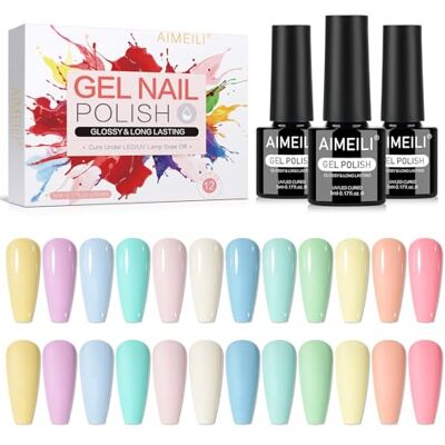 AIMEILI Gelnagellak, semi-permanent, Bonbon Macaron, serie, 12 kleuren, UV, LED, soak off, manicure, nail art, langdurig, 5 ml, set 37 AIMEILI Gelnagellak, semi-permanent, Bonbon Macaron, serie, 12 kleuren, UV, LED, soak off, manicure, nail art, langdurig, 5 ml, set 37