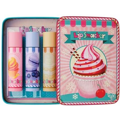 Lip Smacker Lip Balm Tin Trio, 3-delige cadeauset lippenbalsem voor kinderen, gebak, hydraterend en eenvoudig aan te brengen, verrijkt met castorzaadolie Lip Smacker Lip Balm Tin Trio, 3-delige cadeauset lippenbalsem voor kinderen, gebak, hydraterend en eenvoudig aan te brengen, verrijkt met castorzaadolie