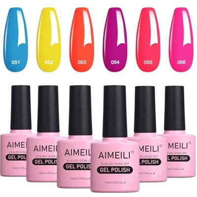 AIMEILI Nagellak, semi-permanent, lente, zomer, neonkleuren, 6 kleuren, 10 ml, set met 10 ml nagellak, uv-gel, LED, soak off, manicure, set 11 AIMEILI Nagellak, semi-permanent, lente, zomer, neonkleuren, 6 kleuren, 10 ml, set met 10 ml nagellak, uv-gel, LED, soak off, manicure, set 11