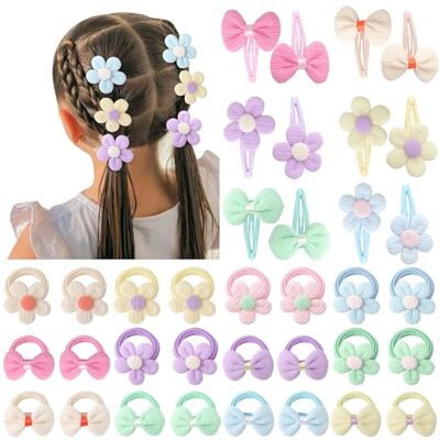 DRESHOW Meisjes Haaraccessoires Zachte Naadloze Strikken en Bloemen Leuke Haarspeldjes Elastische Paardenstaart Hoofdband voor Peuters Zuigelingen DRESHOW Meisjes Haaraccessoires Zachte Naadloze Strikken en Bloemen Leuke Haarspeldjes Elastische Paardenstaart Hoofdband voor Peuters Zuigelingen