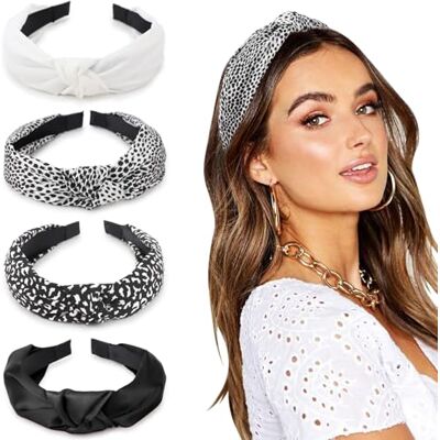 DRESHOW Hoofdbanden voor vrouwen en meisjes, bloemenprint, kunststof, geknoopt, hoofdband, mode, boho, grote haarspelden, antislip, haaraccessoires DRESHOW Hoofdbanden voor vrouwen en meisjes, bloemenprint, kunststof, geknoopt, hoofdband, mode, boho, grote haarspelden, antislip, haaraccessoires
