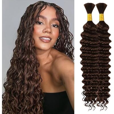 IFLY Menselijk vlechthaar, diep golvend, natuurlijk haar, krullend bundels, menselijk haar voor boho-vlechten, Braziliaanse vlechten, krullend, natuurlijk menselijk haar, 66 cm, 100 g, kleur chocoladebruin IFLY Menselijk vlechthaar, diep golvend, natuurlijk haar, krullend bundels, menselijk haar voor boho-vlechten, Braziliaanse vlechten, krullend, natuurlijk menselijk haar, 66 cm, 100 g, kleur chocoladebruin