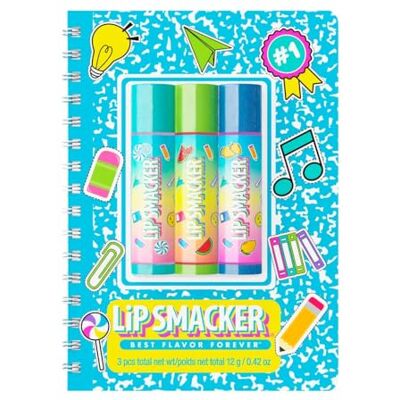 Lip Smacker , Back to School Collection, Trio lippenbalsem in spiraalvorm, 3-delige set, grappige lippenbalsem voor kinderen, blauw Lip Smacker , Back to School Collection, Trio lippenbalsem in spiraalvorm, 3-delige set, grappige lippenbalsem voor kinderen, blauw