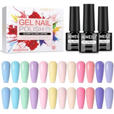 AIMEILI Bonbon Macaron Gelnagellak, semi-permanent, 12 kleuren, UV, LED, soak off, manicure, nail art, langdurig, 5 ml, set 36 AIMEILI Bonbon Macaron Gelnagellak, semi-permanent, 12 kleuren, UV, LED, soak off, manicure, nail art, langdurig, 5 ml, set 36
