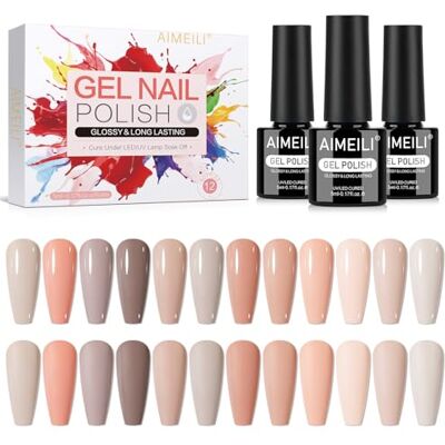 AIMEILI Gelnagellak, semi-permanent, 12 kleuren, herfst, bruin, nude, UV, LED, soak off, manicure, nail art, langdurig, 5 ml, set 39 AIMEILI Gelnagellak, semi-permanent, 12 kleuren, herfst, bruin, nude, UV, LED, soak off, manicure, nail art, langdurig, 5 ml, set 39
