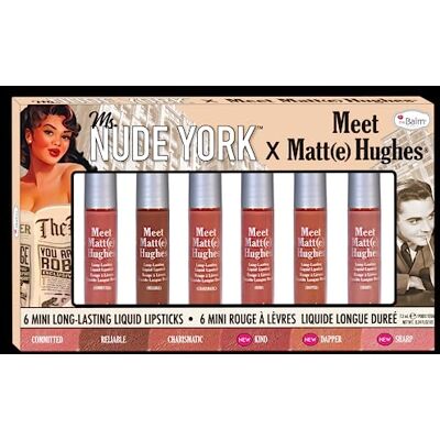 theBalm Meet Matte Hughes MISS NUDE YORK Mini langhoudende vloeibare lippenstift, 6 stuks theBalm Meet Matte Hughes MISS NUDE YORK Mini langhoudende vloeibare lippenstift, 6 stuks