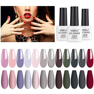 AIMEILI Semi-permanente nagellak, 12 kleuren, nagellak, UV, led, soak off, gel, nagellak, set van 8 ml, set 2 AIMEILI Semi-permanente nagellak, 12 kleuren, nagellak, UV, led, soak off, gel, nagellak, set van 8 ml, set 2