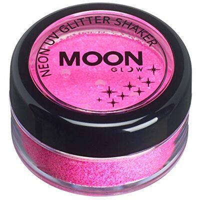 Moon Glow Neon UV glitter shaker 5 g felroze glanst onder uv-verlichting Moon Glow Neon UV glitter shaker 5 g felroze glanst onder uv-verlichting
