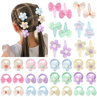 DRESHOW Meisjes Haaraccessoires Zachte Naadloze Strikken en Bloemen Leuke Haarspeldjes Elastische Paardenstaart Hoofdband voor Peuters Zuigelingen DRESHOW Meisjes Haaraccessoires Zachte Naadloze Strikken en Bloemen Leuke Haarspeldjes Elastische Paardenstaart Hoofdband voor Peuters Zuigelingen