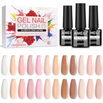 AIMEILI Gelnagellak, semi-permanent, 12 kleuren, wit, roze, nude, UV, LED, soak off, manicure, nail art, langdurig, 5 ml, set 29 AIMEILI Gelnagellak, semi-permanent, 12 kleuren, wit, roze, nude, UV, LED, soak off, manicure, nail art, langdurig, 5 ml, set 29