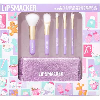 Lip Smacker Make-upkwastenset voor vakantie, set van 6 make-upkwasten voor gezichtspoeders, romige blush, oogschaduw en eyeliners, alles in de make-uptas Lip Smacker Make-upkwastenset voor vakantie, set van 6 make-upkwasten voor gezichtspoeders, romige blush, oogschaduw en eyeliners, alles in de make-uptas