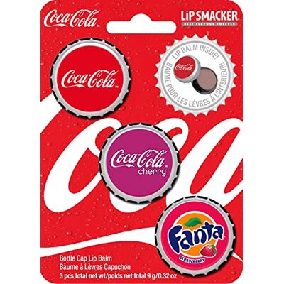 Lip Smacker Coca-Cola Collection, Set van 3 geurende lippenbalsems, Classic Coke, Cherry Coke en Fanta Strawberry, hydraterend en verfrissend Lip Smacker Coca-Cola Collection, Set van 3 geurende lippenbalsems, Classic Coke, Cherry Coke en Fanta Strawberry, hydraterend en verfrissend