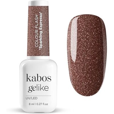 Kabos Gelike Hybride nagellak, bruin, UV/LED, Flash Sparkling Espresso, 8 ml Kabos Gelike Hybride nagellak, bruin, UV/LED, Flash Sparkling Espresso, 8 ml