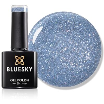 BLUESKY Gel nagellak 10 ml, Mermaid Tears SS2612, blauwe glitter gel nagellak voor 21 dagen manicure, vereist uitharding onder LED UV nagellamp BLUESKY Gel nagellak 10 ml, Mermaid Tears SS2612, blauwe glitter gel nagellak voor 21 dagen manicure, vereist uitharding onder LED UV nagellamp