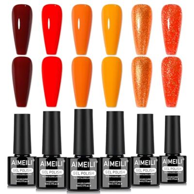 AIMEILI Gelnagellak, 6 kleuren, bruin, herfst, winter, semi-permanent, soak-off, UV, LED, manicure, nail art, langdurig, 5 ml, set 106 AIMEILI Gelnagellak, 6 kleuren, bruin, herfst, winter, semi-permanent, soak-off, UV, LED, manicure, nail art, langdurig, 5 ml, set 106