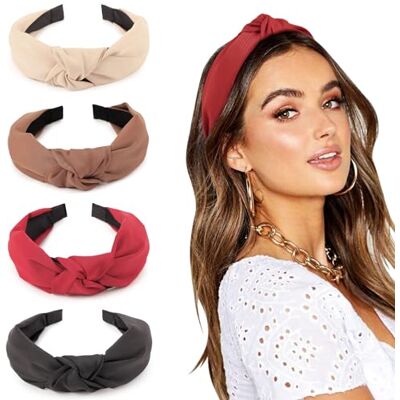 DRESHOW 4 stuks haarbanden voor vrouwen en meisjes, kunststof, geknoopt, mode, boho, grote haarspelden, antislip, haaraccessoires DRESHOW 4 stuks haarbanden voor vrouwen en meisjes, kunststof, geknoopt, mode, boho, grote haarspelden, antislip, haaraccessoires