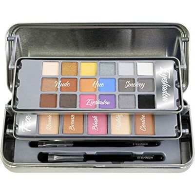 MARKWINS The Color Workshop, Hello Beautiful, complete professionele make-uptas voor ogen en gezicht, make-uptas voor meisjes, tinnen schaal met Cantilever dienbladen MARKWINS The Color Workshop, Hello Beautiful, complete professionele make-uptas voor ogen en gezicht, make-uptas voor meisjes, tinnen schaal met Cantilever dienbladen