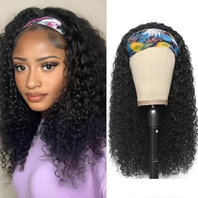 IFLY Braziliaanse pruik van echt mensenhaar met haarband voor dames, dichtheid van 150%, krullen, natuurlijke kleur (55 cm) IFLY Braziliaanse pruik van echt mensenhaar met haarband voor dames, dichtheid van 150%, krullen, natuurlijke kleur (55 cm)