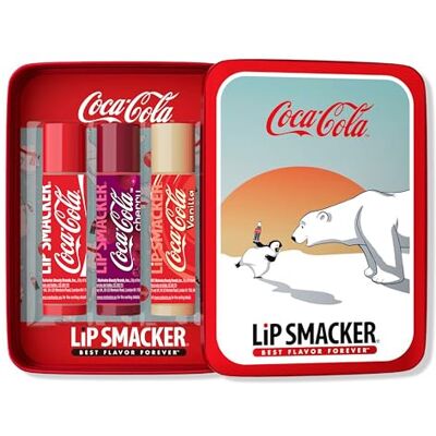 Lip Smacker Lip Balm Tin Trio, 3-delige cadeauset lippenbalsem voor kinderen, Coca Cola Edition, hydraterend en eenvoudig aan te brengen, verrijkt met ricinusolie, coca cola Lip Smacker Lip Balm Tin Trio, 3-delige cadeauset lippenbalsem voor kinderen, Coca Cola Edition, hydraterend en eenvoudig aan te brengen, verrijkt met ricinusolie, coca cola
