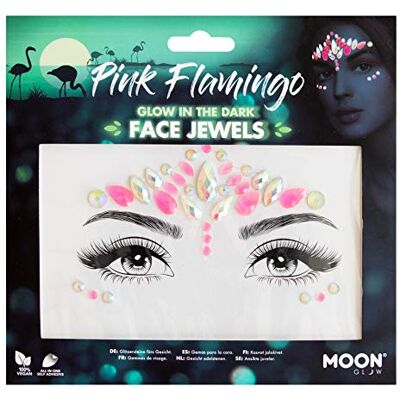 Moon Glow , Glow in the dark gezichtssieraden Gezichts- en lichaamsstenen Glitter oogmake-up stickers Tijdelijke tattoo sieraden (flamingo) (1 Moon Glow , Glow in the dark gezichtssieraden Gezichts- en lichaamsstenen Glitter oogmake-up stickers Tijdelijke tattoo sieraden (flamingo) (1