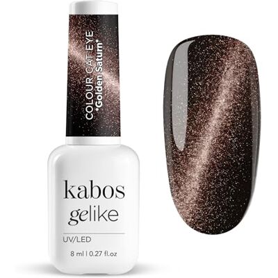 Kabos Cat Eye Nagellak, hybride, glitter, magnetisch, UV/LED, goud, Gelike Golden Saturn, 8 ml Kabos Cat Eye Nagellak, hybride, glitter, magnetisch, UV/LED, goud, Gelike Golden Saturn, 8 ml