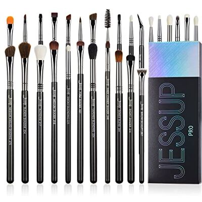 Jessup professionele oogmake-up kwasten 28 stuks oogschaduw premium eyeliner wenkbrauw gradiënt zwart zilver T341 Jessup professionele oogmake-up kwasten 28 stuks oogschaduw premium eyeliner wenkbrauw gradiënt zwart zilver T341