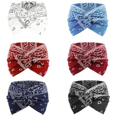 DRESHOW 6 stuks brede haarbanden voor vrouwen, tulband, boho, elastische haarbanden, haaraccessoires met gedraaide knopen DRESHOW 6 stuks brede haarbanden voor vrouwen, tulband, boho, elastische haarbanden, haaraccessoires met gedraaide knopen