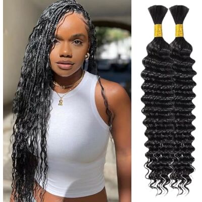 IFLY Menselijk vlechthaar, diep golvend, natuurlijk haar, krullend, bundels, menselijk haar, voor boho-vlechten, Braziliaanse vlechten, krullend, natuurlijk haar, 55,9 cm, 100 g, natuurlijke kleur, zwart IFLY Menselijk vlechthaar, diep golvend, natuurlijk haar, krullend, bundels, menselijk haar, voor boho-vlechten, Braziliaanse vlechten, krullend, natuurlijk haar, 55,9 cm, 100 g, natuurlijke kleur, zwart