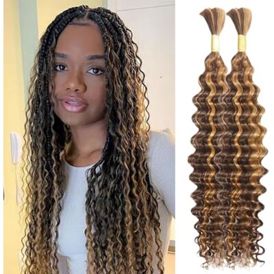 IFLY Menselijk vlechthaar, diep golvend, natuurlijk haar, krullend, bundels, menselijk haar, voor boho-vlechten, Braziliaanse vlechten, krullend, natuurlijk menselijk haar, 66 cm, 100 g, kleur 4/27 IFLY Menselijk vlechthaar, diep golvend, natuurlijk haar, krullend, bundels, menselijk haar, voor boho-vlechten, Braziliaanse vlechten, krullend, natuurlijk menselijk haar, 66 cm, 100 g, kleur 4/27