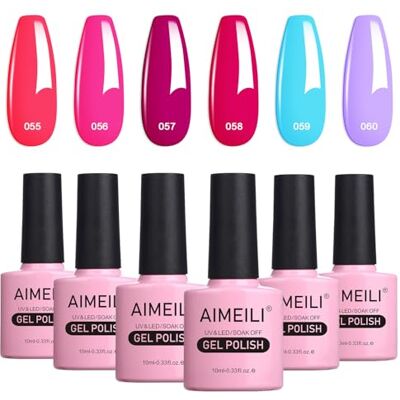 AIMEILI Nagellak, semi-permanent, lente, zomer, neonkleuren, 6 kleuren, 10 ml, set van 12 stuks AIMEILI Nagellak, semi-permanent, lente, zomer, neonkleuren, 6 kleuren, 10 ml, set van 12 stuks