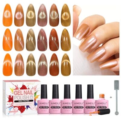 AIMEILI 10 ml magnetische gel, nagellak met magnetische steel, 6 stuks, keramiek, kattenoog, gel, nagellak, UV, LED, nail art, manicure, pedicure, eenvoudig aan te brengen, 67 AIMEILI 10 ml magnetische gel, nagellak met magnetische steel, 6 stuks, keramiek, kattenoog, gel, nagellak, UV, LED, nail art, manicure, pedicure, eenvoudig aan te brengen, 67