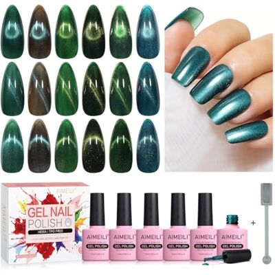 AIMEILI 10 ml magnetische gel, nagellak met magnetische steel, 6 stuks, keramiek, kattenoog, gel, nagellak, UV, LED, nail art, manicure, pedicure, eenvoudig aan te brengen, 73 AIMEILI 10 ml magnetische gel, nagellak met magnetische steel, 6 stuks, keramiek, kattenoog, gel, nagellak, UV, LED, nail art, manicure, pedicure, eenvoudig aan te brengen, 73