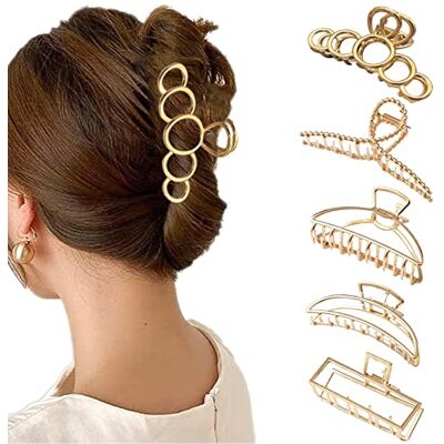Generic 5 stuks grote haarclips, antislip, haarspelden, haarclip voor vrouwen en meisjes, voor dik haar (metaal C) Generic 5 stuks grote haarclips, antislip, haarspelden, haarclip voor vrouwen en meisjes, voor dik haar (metaal C)