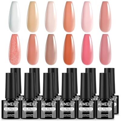 AIMEILI Gelnagellak, semi-permanent, 12 kleuren, wit, roze, nude, UV, LED, soak off, manicure, nail art, langdurig, 5 ml, set van 30 AIMEILI Gelnagellak, semi-permanent, 12 kleuren, wit, roze, nude, UV, LED, soak off, manicure, nail art, langdurig, 5 ml, set van 30