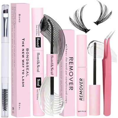 Qiveaory Lash Bond en Seal Individuele Wimpers, 4-delig, mascara, knutselen, met clusterlijm, waterdicht, 72 uur bevestiging en afdichting, mascara remover Qiveaory Lash Bond en Seal Individuele Wimpers, 4-delig, mascara, knutselen, met clusterlijm, waterdicht, 72 uur bevestiging en afdichting, mascara remover