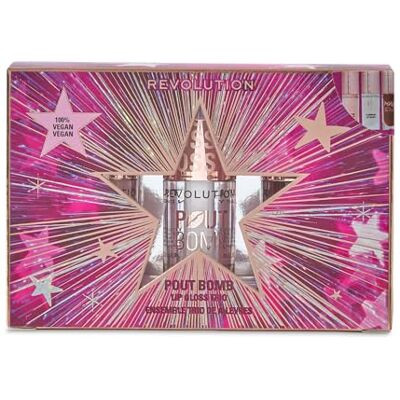 Revolution Beauty London Revolution Pout Bomb Plumping Lip Gloss Trio Gift Set, 3 standaardformaat lipgloss met hyaluronzuur en peptiden, veganistisch en niet getest op dieren Revolution Beauty London Revolution Pout Bomb Plumping Lip Gloss Trio Gift Set, 3 standaardformaat lipgloss met hyaluronzuur en peptiden, veganistisch en niet getest op dieren