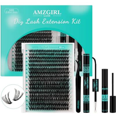 AMZGIRL LASH Wimperverlengingsset, 320 stuks, knutselset voor wimpergroepen, afbinden en verzegelen van wimpers, wimperverwijdering voor extensions (50D set, D-Mix9-16 mm) AMZGIRL LASH Wimperverlengingsset, 320 stuks, knutselset voor wimpergroepen, afbinden en verzegelen van wimpers, wimperverwijdering voor extensions (50D set, D-Mix9-16 mm)