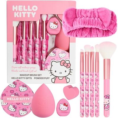Get Trend Hello Kitty Sanrio 10 stuks make-upkwasten en schoonheidsgereedschappen met poederkwast, pluizige hoofdband, schoonheidsspons, oogschaduwkwasten, cadeaus voor haar (roze) Get Trend Hello Kitty Sanrio 10 stuks make-upkwasten en schoonheidsgereedschappen met poederkwast, pluizige hoofdband, schoonheidsspons, oogschaduwkwasten, cadeaus voor haar (roze)