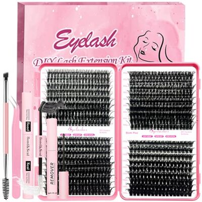 Qiveaory 684-delige doe-het-zelf individuele wimpers clusters D Curl Kit met Lash Bond and Seal, remover wimperverlenging tang (10-18 mm, 50D + 60D+80D+100D) Qiveaory 684-delige doe-het-zelf individuele wimpers clusters D Curl Kit met Lash Bond and Seal, remover wimperverlenging tang (10-18 mm, 50D + 60D+80D+100D)