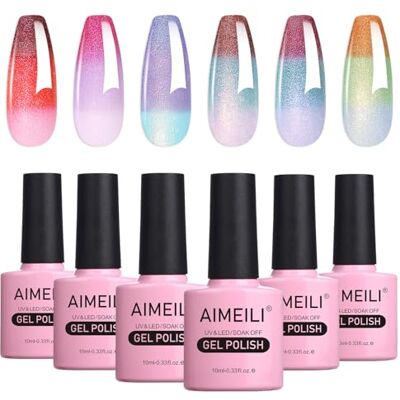 AIMEILI Chameleon nagellak, 6 kleuren, semi-permanent, set met nagellak, led, UV, 8 ml, gekleurde gelnagellak, voor manicure, soak off set 66 AIMEILI Chameleon nagellak, 6 kleuren, semi-permanent, set met nagellak, led, UV, 8 ml, gekleurde gelnagellak, voor manicure, soak off set 66