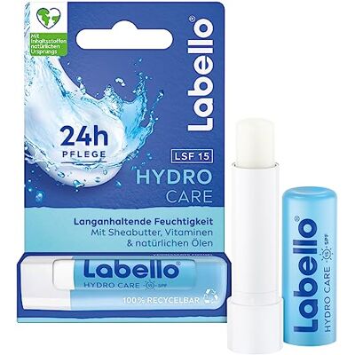 Labello Hydro Care Lippenbalsem zonder minerale olie SPF 15 voor 24 uur, lippenbalsem met sheaboter, vitaminen en natuurlijke oliën (4,8 g) Labello Hydro Care Lippenbalsem zonder minerale olie SPF 15 voor 24 uur, lippenbalsem met sheaboter, vitaminen en natuurlijke oliën (4,8 g)