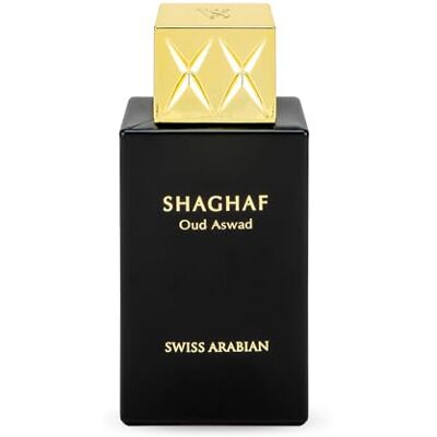 Swiss Arabian Shaghaf Oud Aswad Eau de parfum, uniseks, sensueel en smakelijk met zwart Oud hout, langdurige persoonlijke geur, eau de cologne, betoverde fusie van Arabische geur, 75 ml Swiss Arabian Shaghaf Oud Aswad Eau de parfum, uniseks, sensueel en smakelijk met zwart Oud hout, langdurige persoonlijke geur, eau de cologne, betoverde fusie van Arabische geur, 75 ml