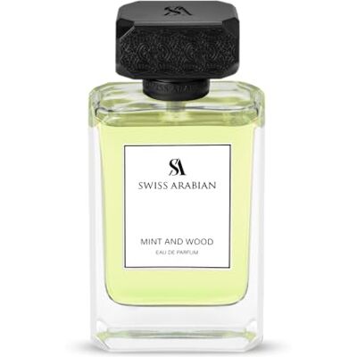Swiss Arabian Mint & Wood Eau de Parfum voor mannen, 100 ml, een geraffineerde mix van verse munt, aromatische specerijen en warm hout, geraffineerde en onderscheidende geur Swiss Arabian Mint & Wood Eau de Parfum voor mannen, 100 ml, een geraffineerde mix van verse munt, aromatische specerijen en warm hout, geraffineerde en onderscheidende geur