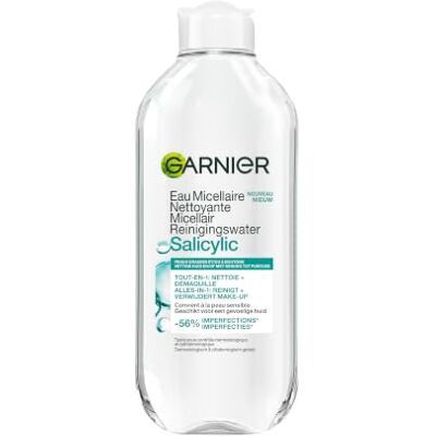 Garnier Micellair reinigingswater met salicylzuur, voor vettige en/of acnegevoelige huid, alles-in-1: reinigt + verwijdert make-up, 400 ml Garnier Micellair reinigingswater met salicylzuur, voor vettige en/of acnegevoelige huid, alles-in-1: reinigt + verwijdert make-up, 400 ml