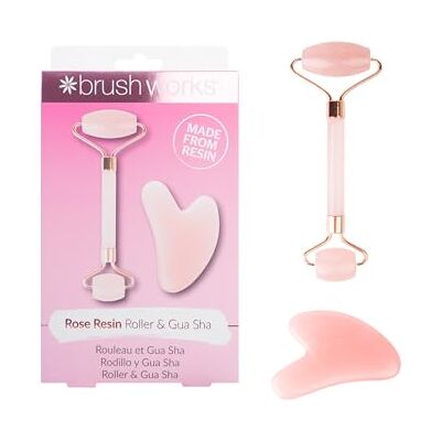 Brushworks Rozenkwarts en Gua Sha Set Brushworks Rozenkwarts en Gua Sha Set