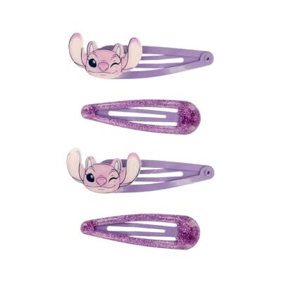 Disney Stitch Set van 4 Clic Clacs haarspelden Angel roze en paars eenvoudig kapsel alle haartypes officieel product Disney Stitch Set van 4 Clic Clacs haarspelden Angel roze en paars eenvoudig kapsel alle haartypes officieel product
