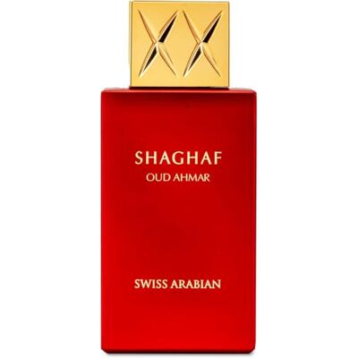 Swiss Arabian Shaghaf Oud Ahmar Eau de Parfum in spuitfles, uniseks, fruitig, poederachtig, bloemig, persoonlijke luxe geur, betoverende Arabische geurmix, 75 ml Swiss Arabian Shaghaf Oud Ahmar Eau de Parfum in spuitfles, uniseks, fruitig, poederachtig, bloemig, persoonlijke luxe geur, betoverende Arabische geurmix, 75 ml