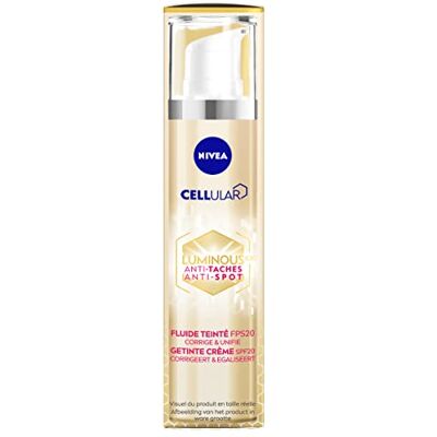 NIVEA Luminous 630 Fluide teinté FPS20 (1 x 40 ml), Soin visage anti taches pigmentaires s’adaptant à la carnation, Crème visage anti-âge à la formule fluide NIVEA Luminous 630 Fluide teinté FPS20 (1 x 40 ml), Soin visage anti taches pigmentaires s’adaptant à la carnation, Crème visage anti-âge à la formule fluide