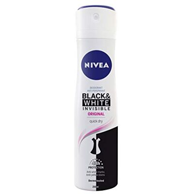 NIVEA Black & White Invisible Clear Deodorants voor dames, vlekbescherming, 72 uur, anti-transpirant, zonder alcohol, anti-transpiratie, geur, vlekken, irritatie en afval, 6 stuks NIVEA Black & White Invisible Clear Deodorants voor dames, vlekbescherming, 72 uur, anti-transpirant, zonder alcohol, anti-transpiratie, geur, vlekken, irritatie en afval, 6 stuks